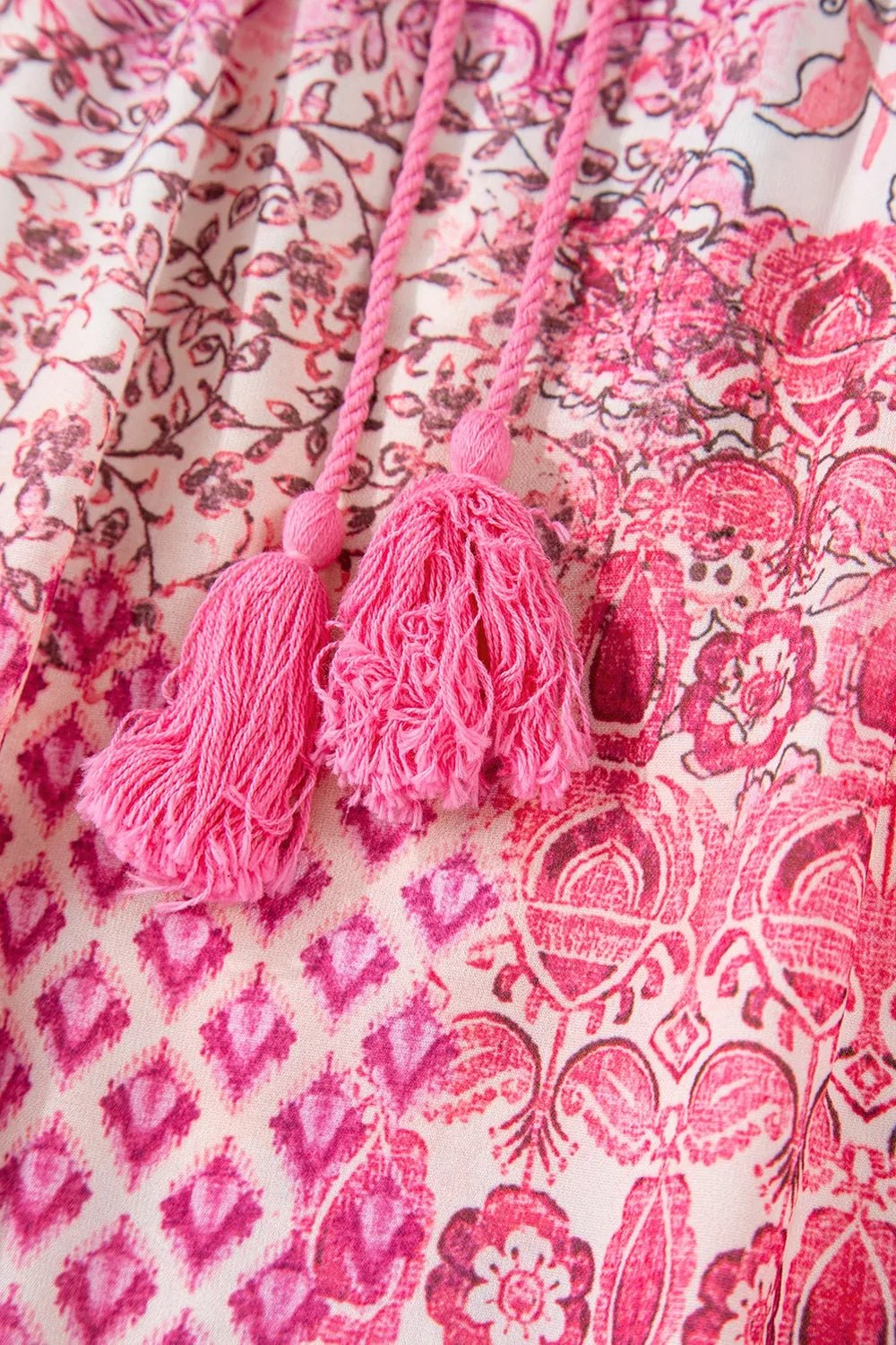 Printed Tassel Drawstring High Waist Maxi Skirt - Style Chic Couture