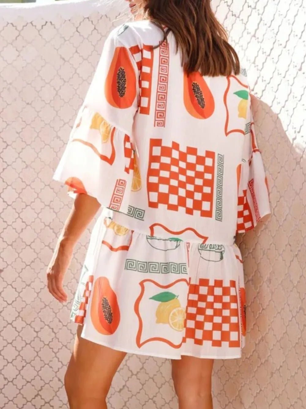 Printed Three - Quarter Sleeve Mini Dress - Style Chic Couture