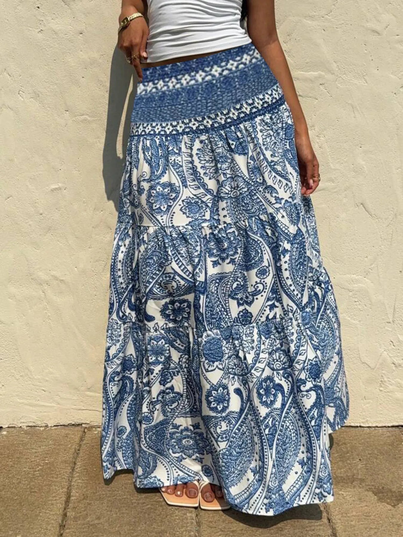 Printed Tiered Maxi Skirt - Style Chic Couture