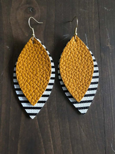 PU Leather Leaf Dangle Earrings - Style Chic Couture