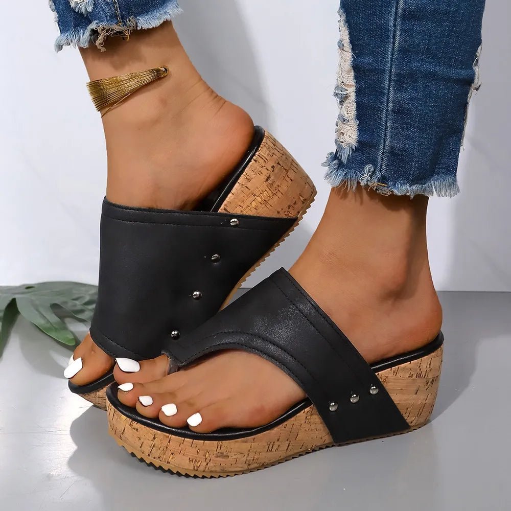 PU Leather Wedge Sandals - Style Chic Couture