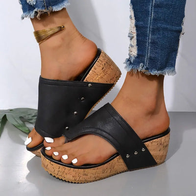 PU Leather Wedge Sandals - Style Chic Couture