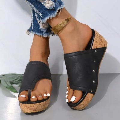 PU Leather Wedge Sandals - Style Chic Couture