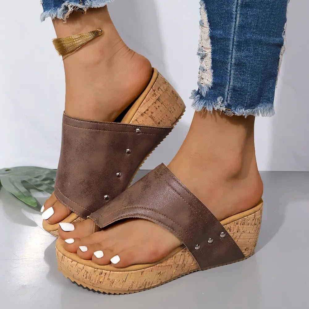 PU Leather Wedge Sandals - Style Chic Couture