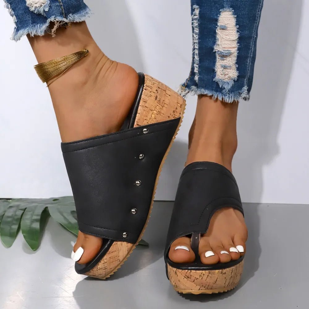 PU Leather Wedge Sandals - Style Chic Couture