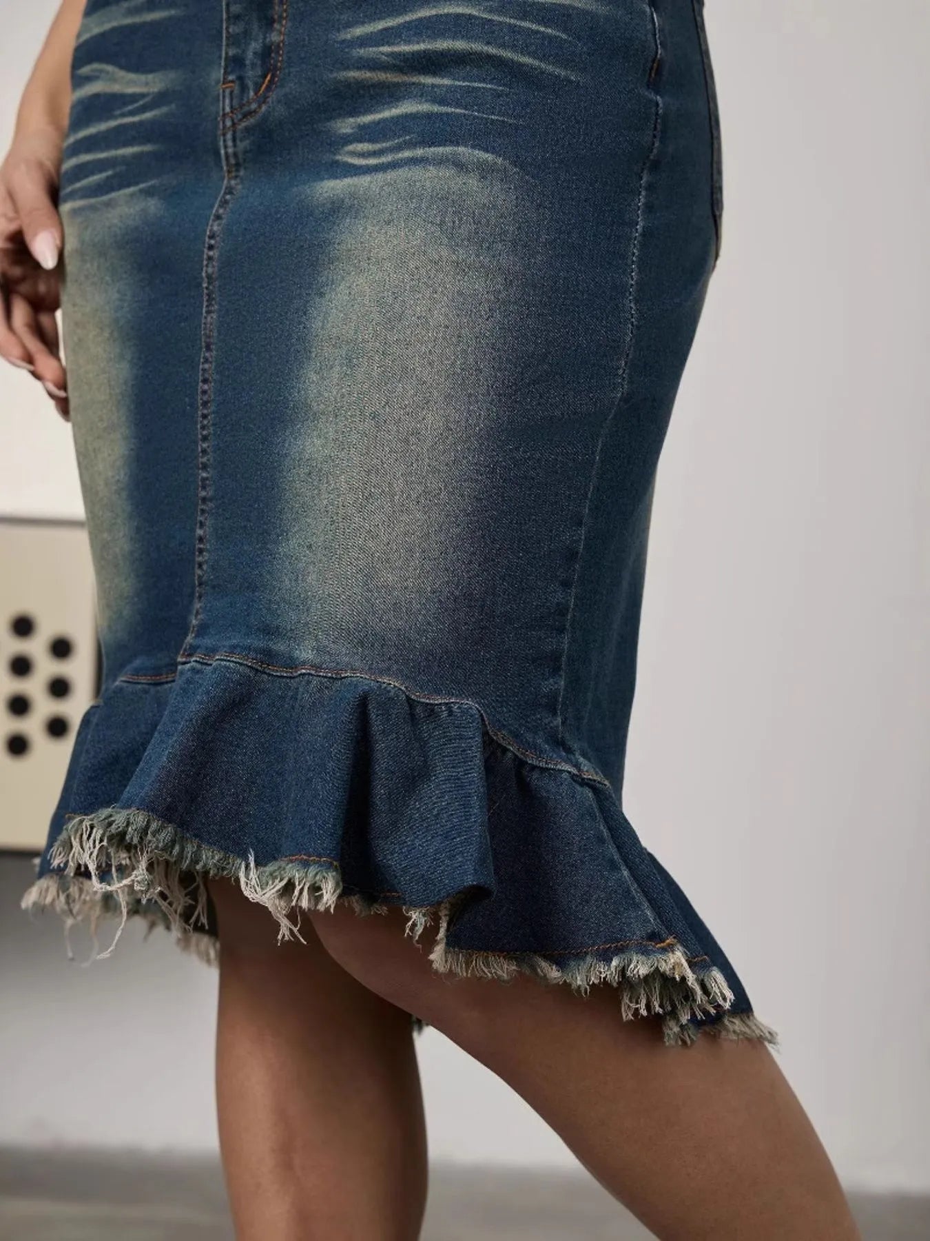 Raw Hem Mermaid Denim Skirt - Style Chic Couture