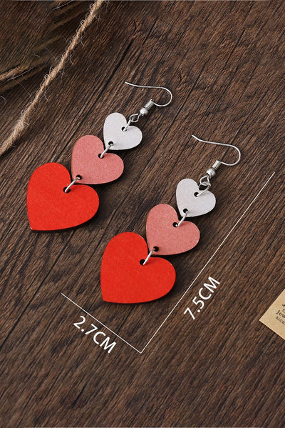 Red Valentines Day Heart Shape Tiered Dangle Earring - Style Chic Couture