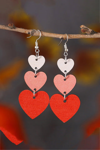 Red Valentines Day Heart Shape Tiered Dangle Earring - Style Chic Couture