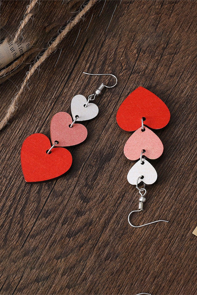 Red Valentines Day Heart Shape Tiered Dangle Earring - Style Chic Couture