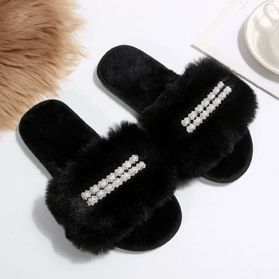 Rhinestone Open Toe Flats Slippers - Style Chic Couture