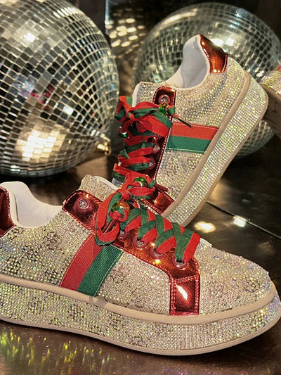 Rhinestone Round Toe Sneakers - Style Chic Couture