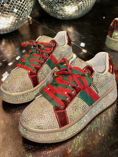 Rhinestone Round Toe Sneakers - Style Chic Couture