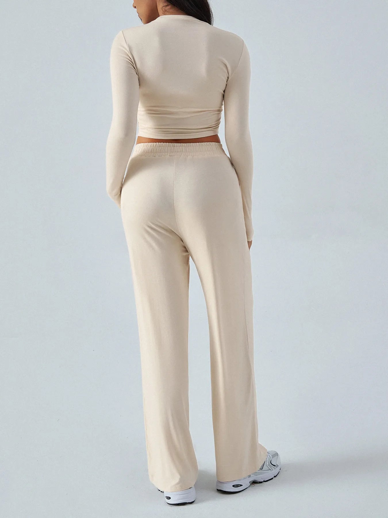Round Neck Long Sleeve Top and Pants Set - Style Chic Couture
