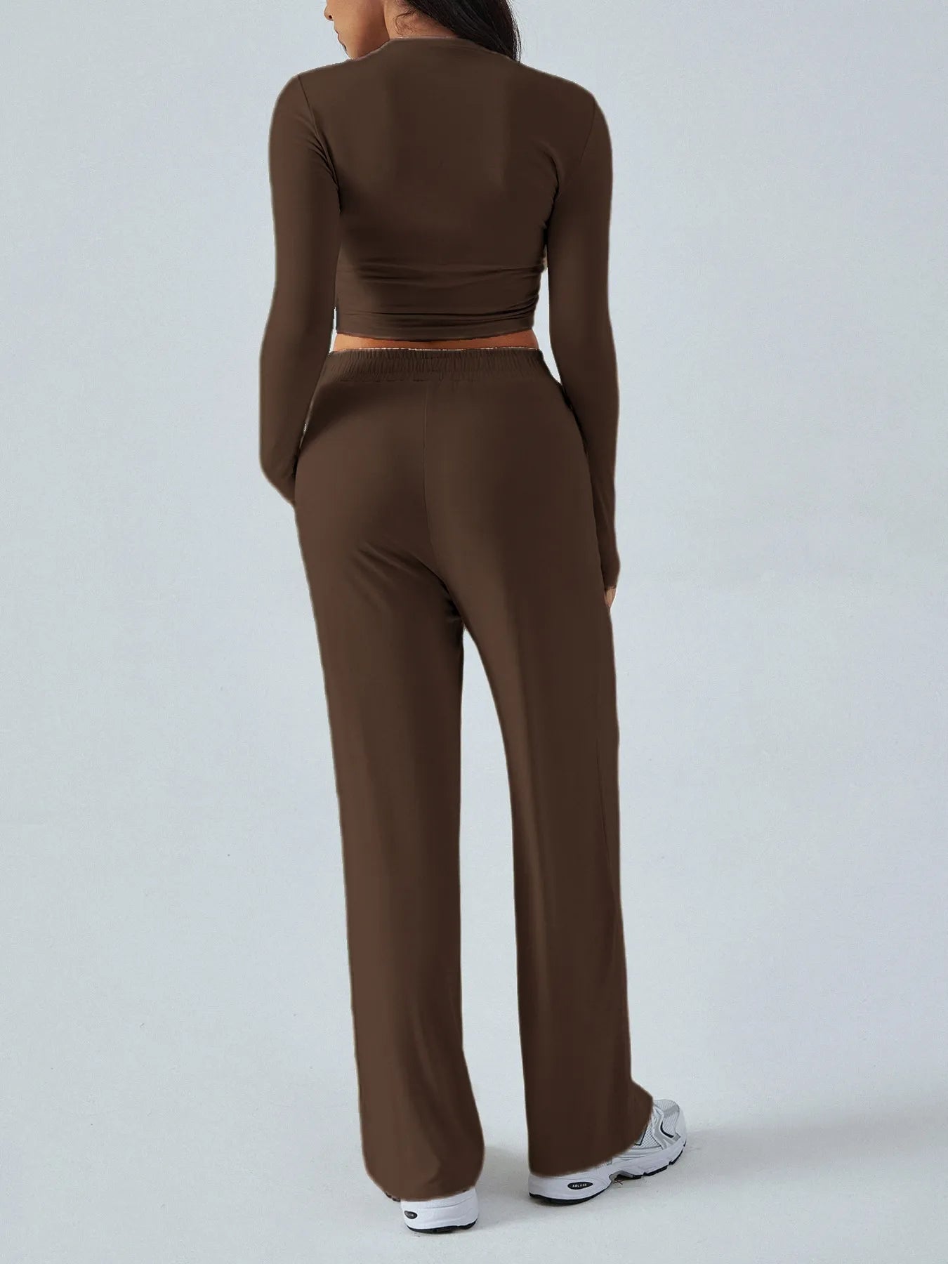 Round Neck Long Sleeve Top and Pants Set - Style Chic Couture
