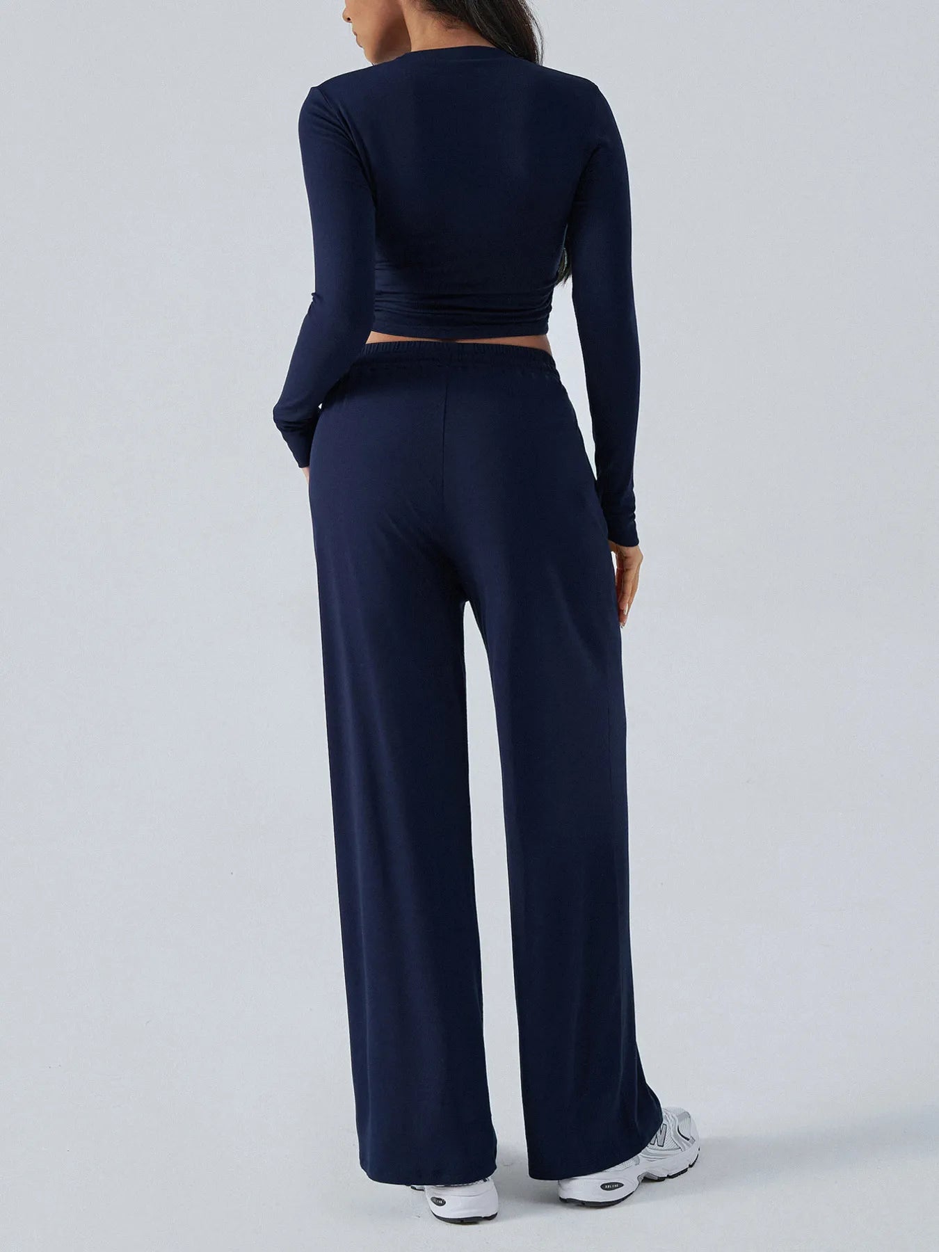 Round Neck Long Sleeve Top and Pants Set - Style Chic Couture