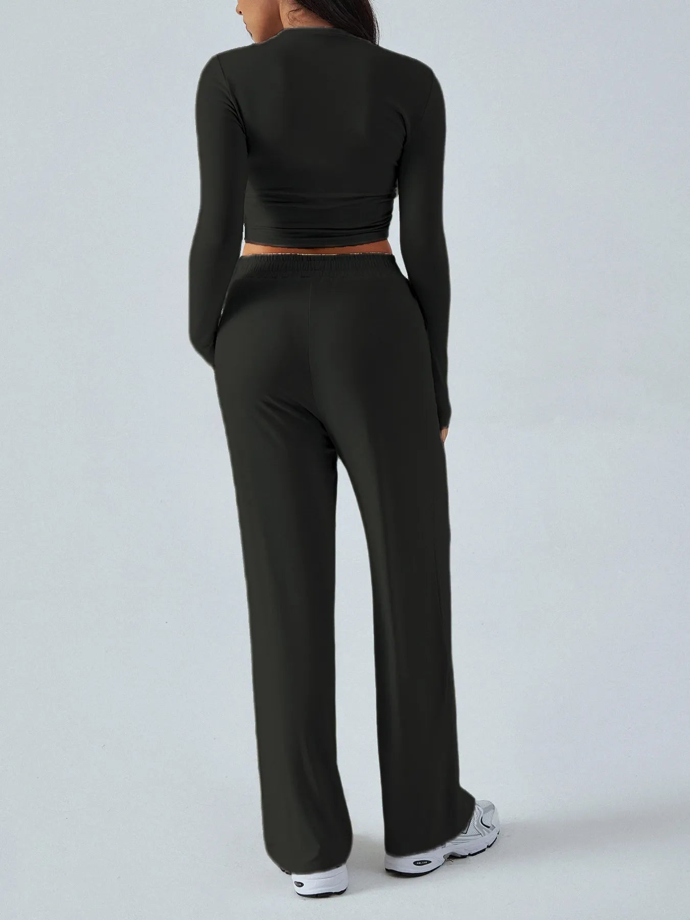 Round Neck Long Sleeve Top and Pants Set - Style Chic Couture