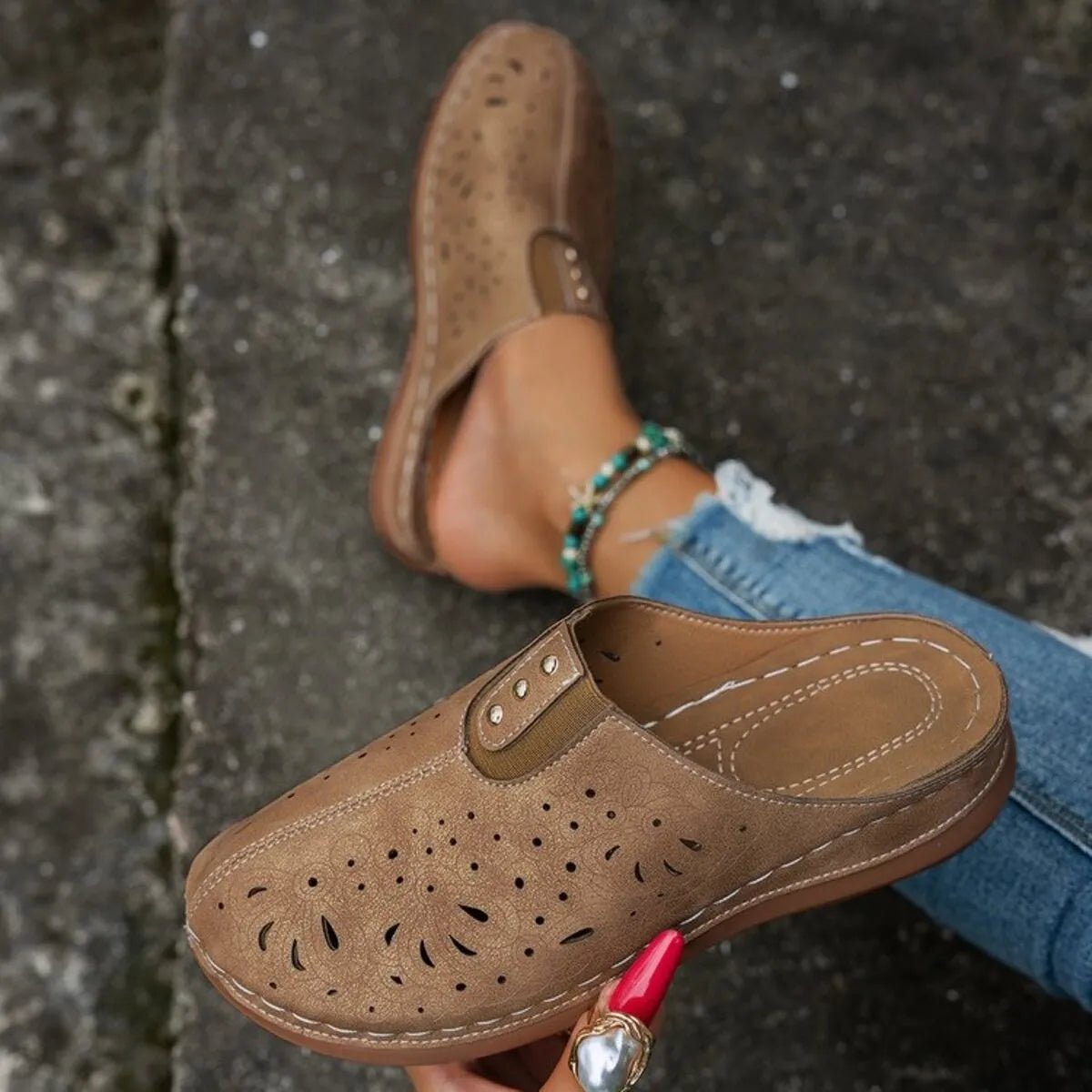 Round Toe Cutout Slip - Ons - Style Chic Couture