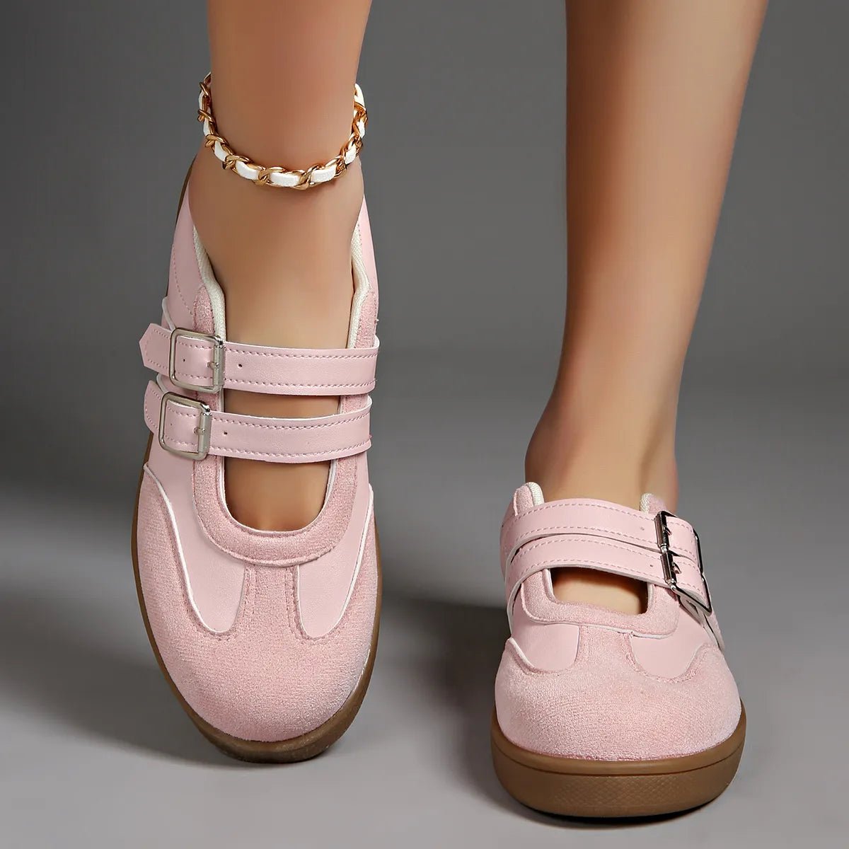 Round Toe Double Buckle Loafers - Style Chic Couture
