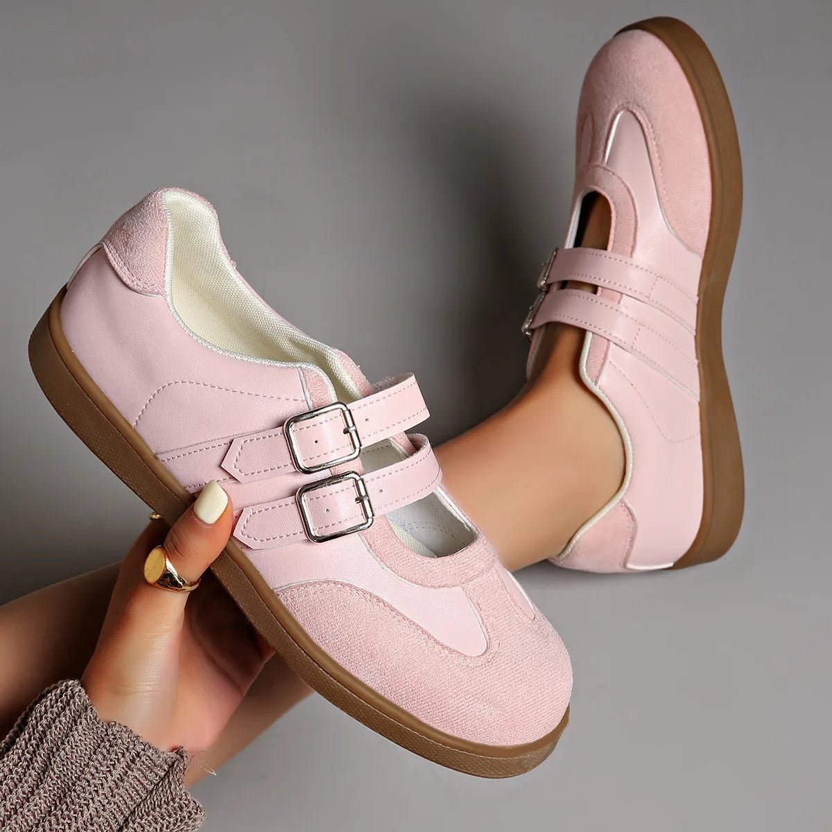 Round Toe Double Buckle Loafers - Style Chic Couture