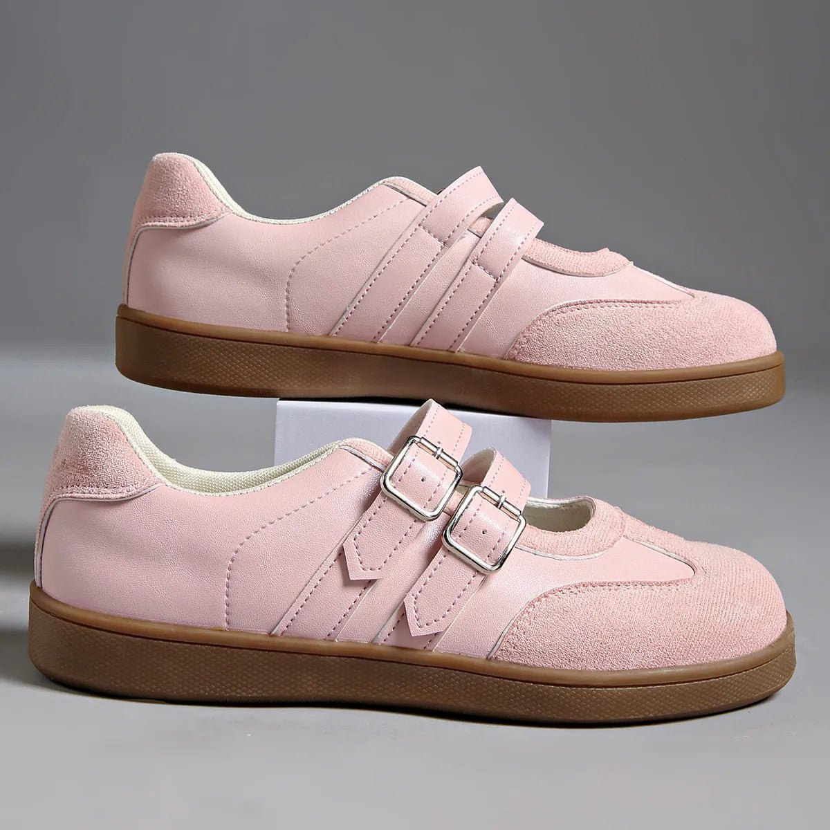 Round Toe Double Buckle Loafers - Style Chic Couture