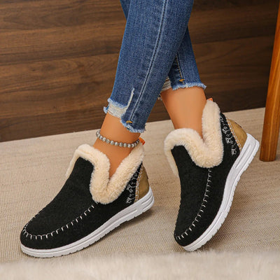 Round Toe Fleece - Lined Ankle Boots - Style Chic Couture