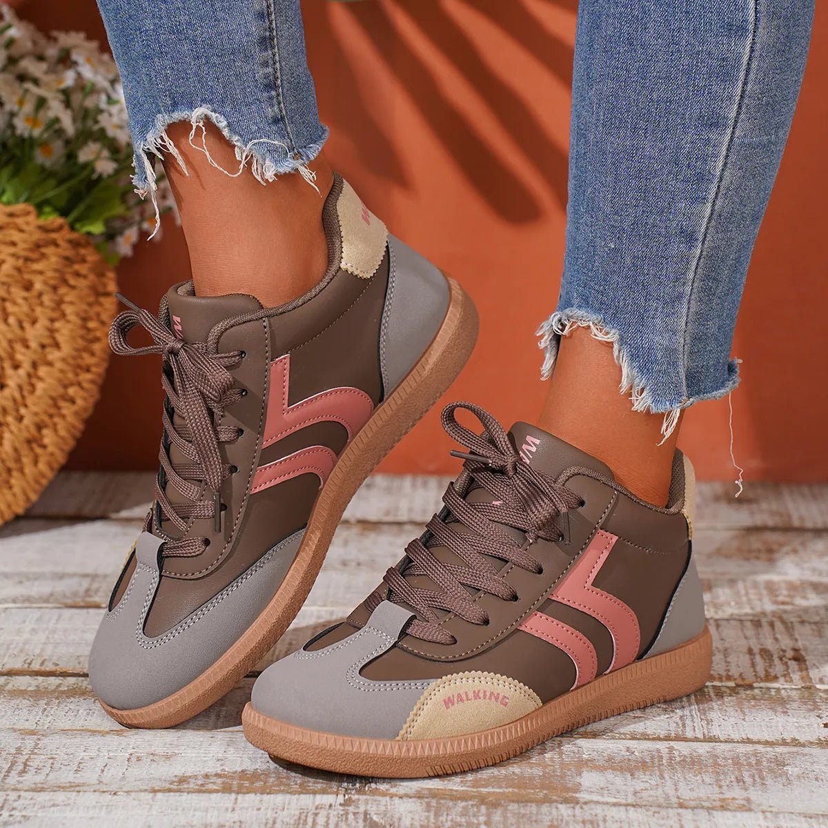 Round Toe Lace Up Sneakers - Style Chic Couture