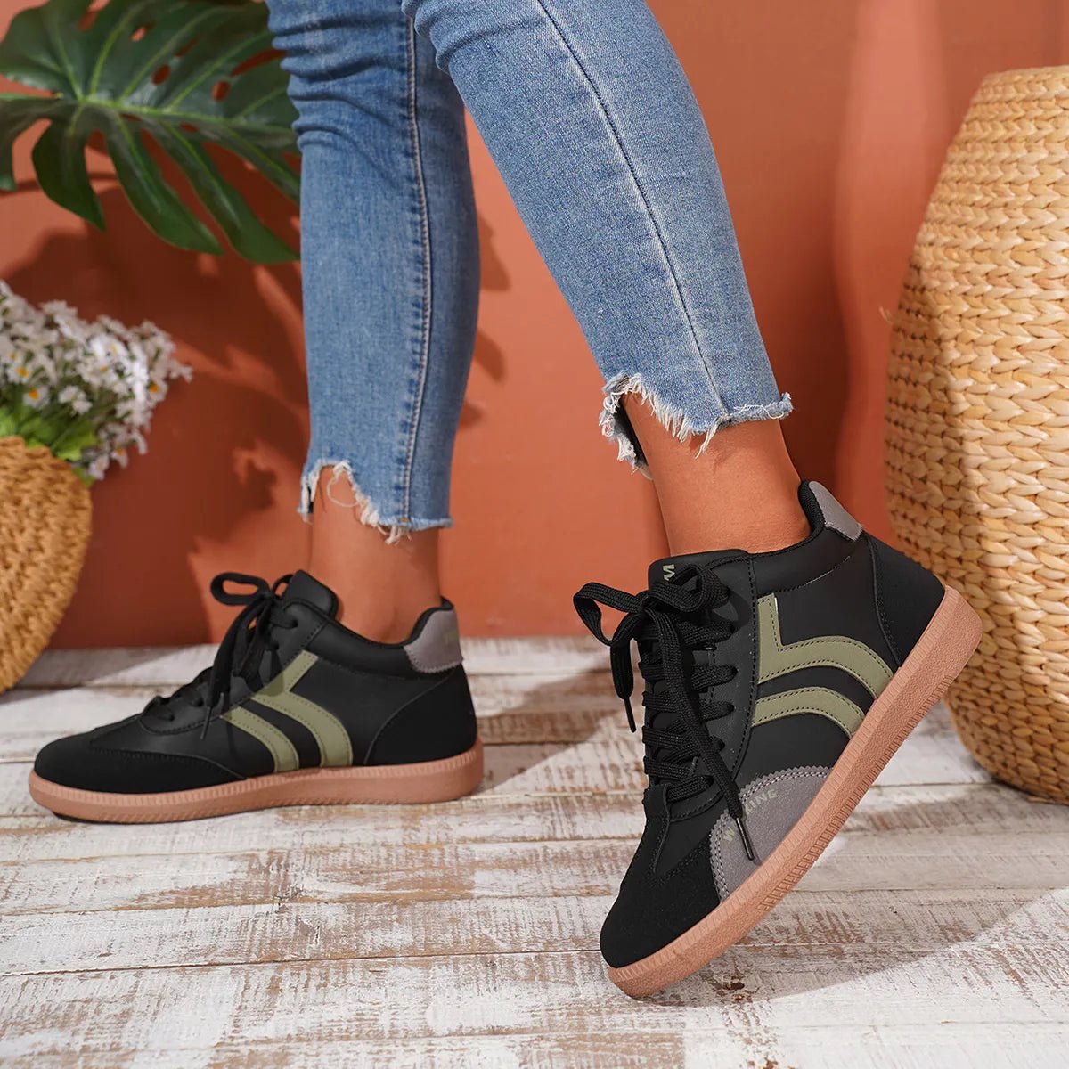 Round Toe Lace Up Sneakers - Style Chic Couture