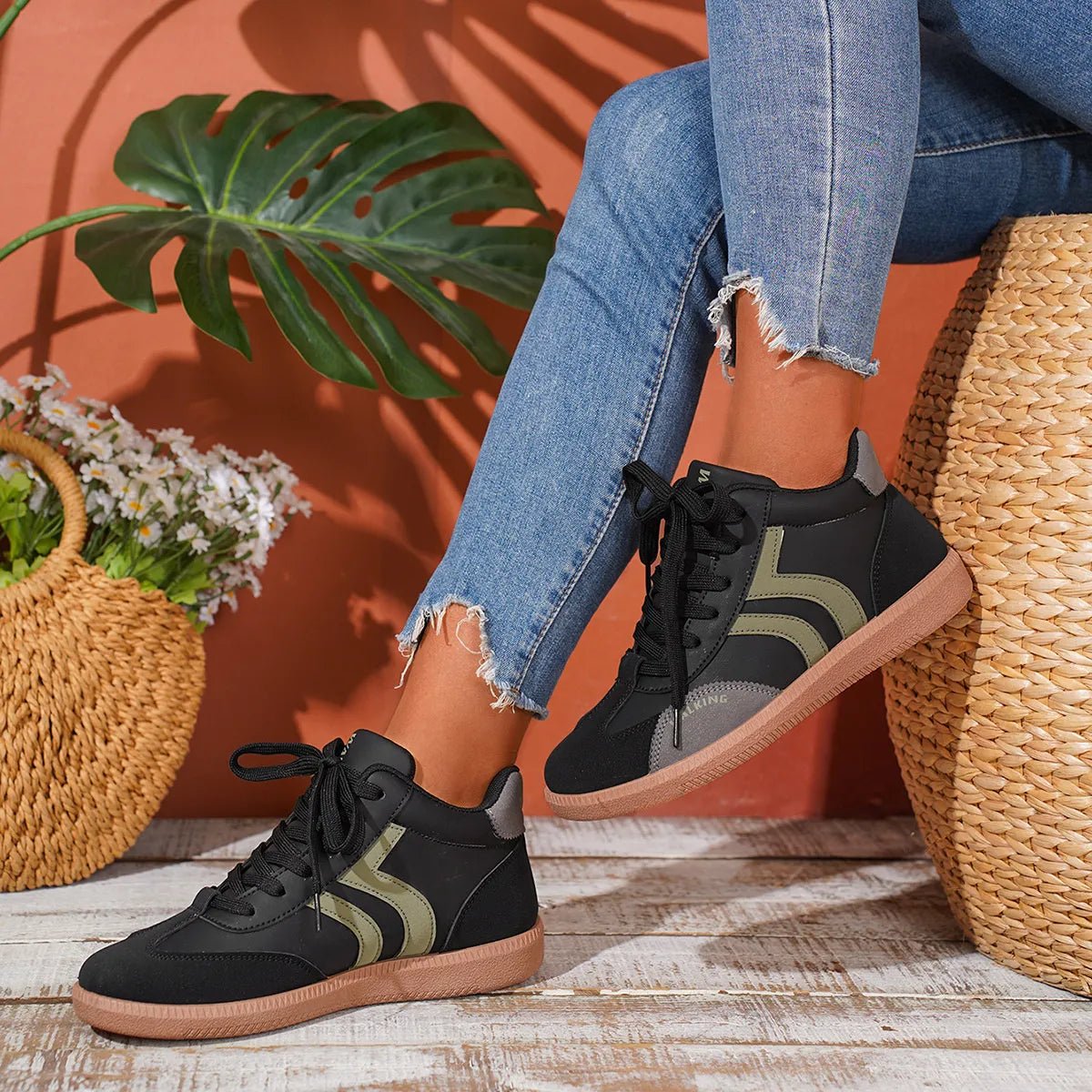 Round Toe Lace Up Sneakers - Style Chic Couture