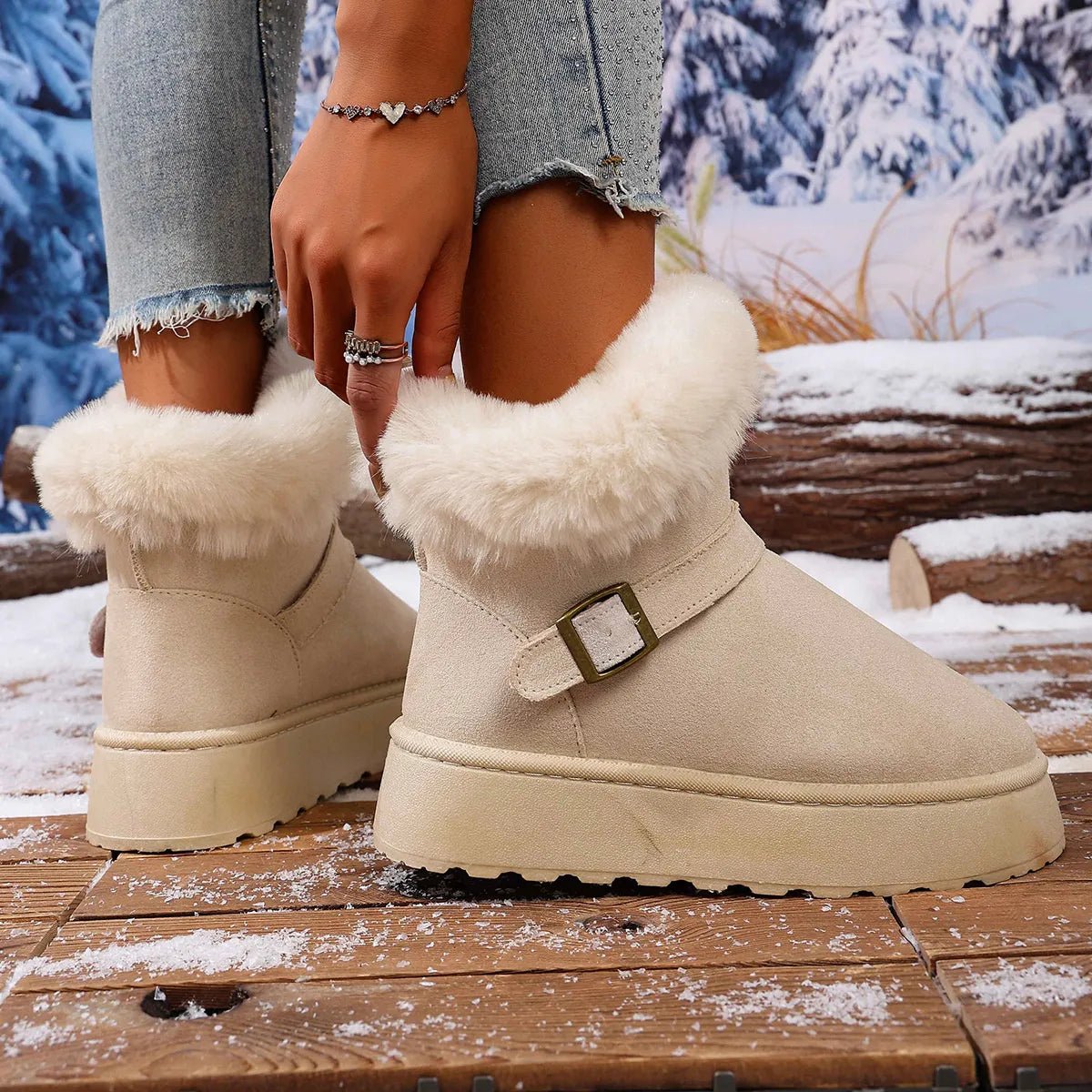 Chunky Round Toe Platform Boots