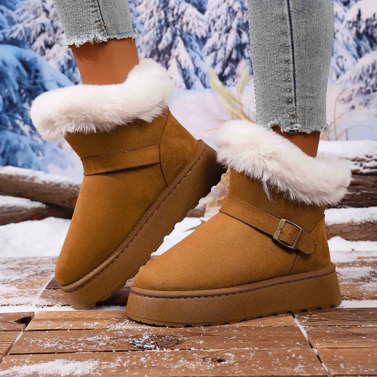 Chunky Round Toe Platform Boots
