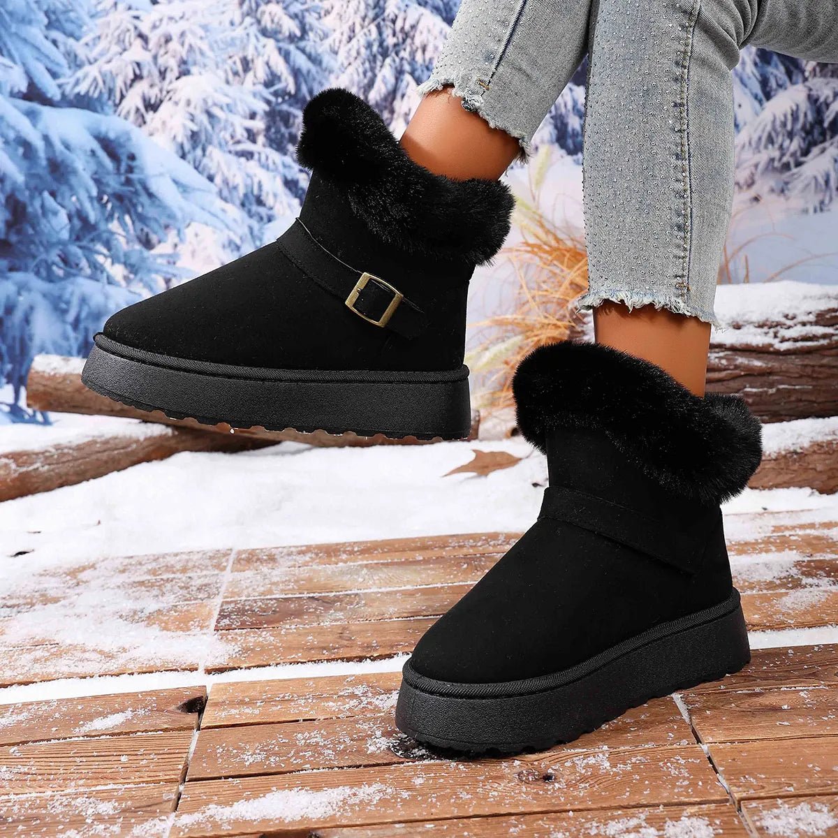 Chunky Round Toe Platform Boots