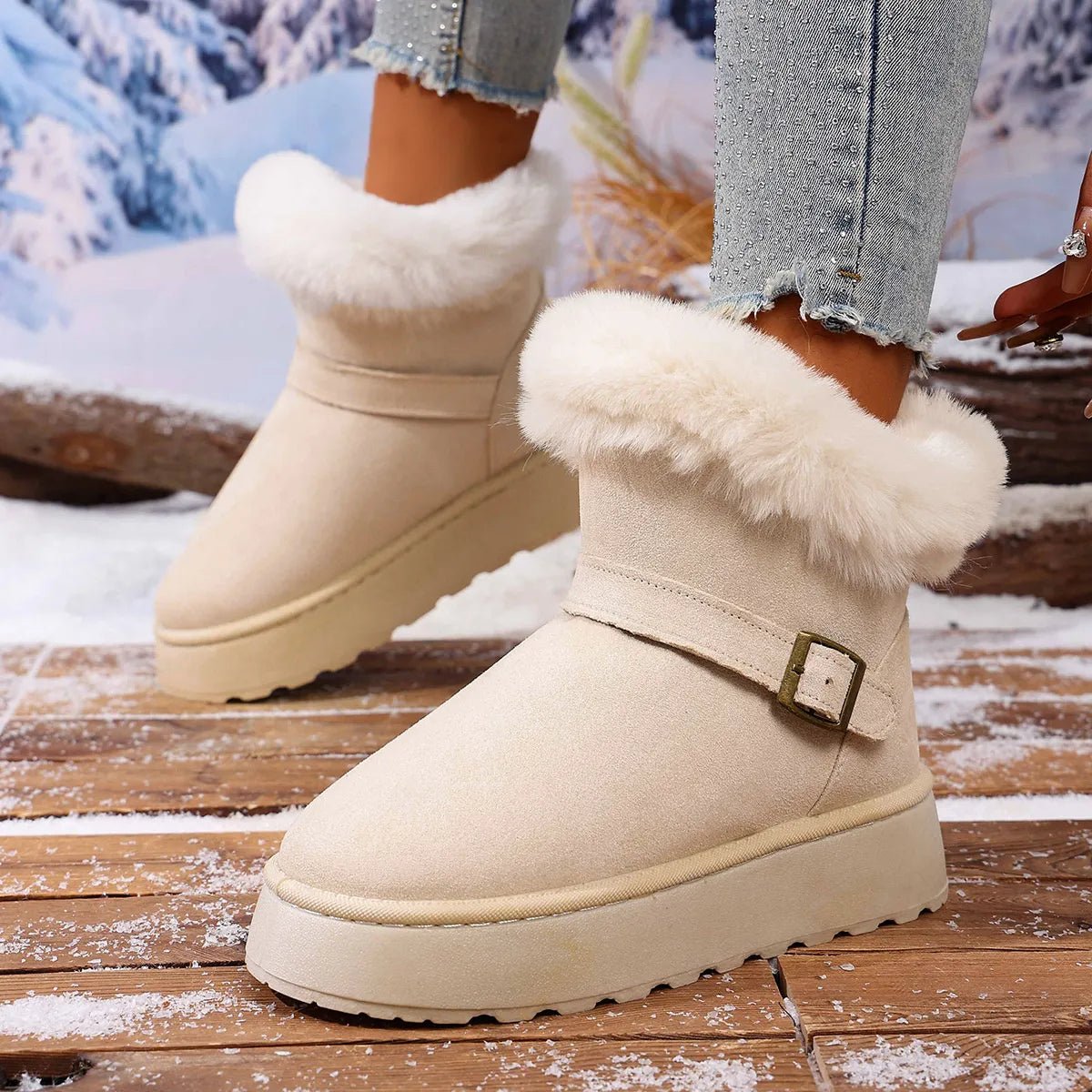 Chunky Round Toe Platform Boots