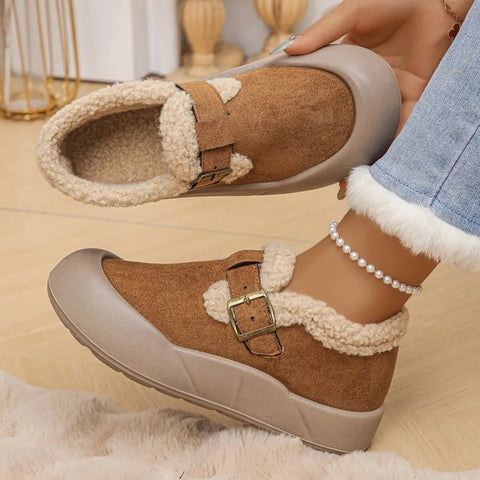 Stylish Round Toe Platform Slip-On Shoes