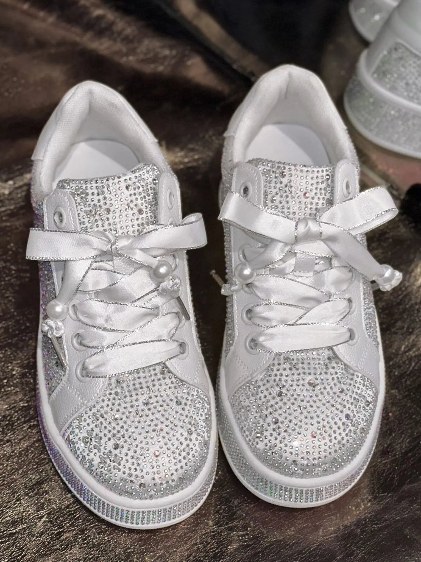 Round Toe Rhinestone Sneakers - Style Chic Couture