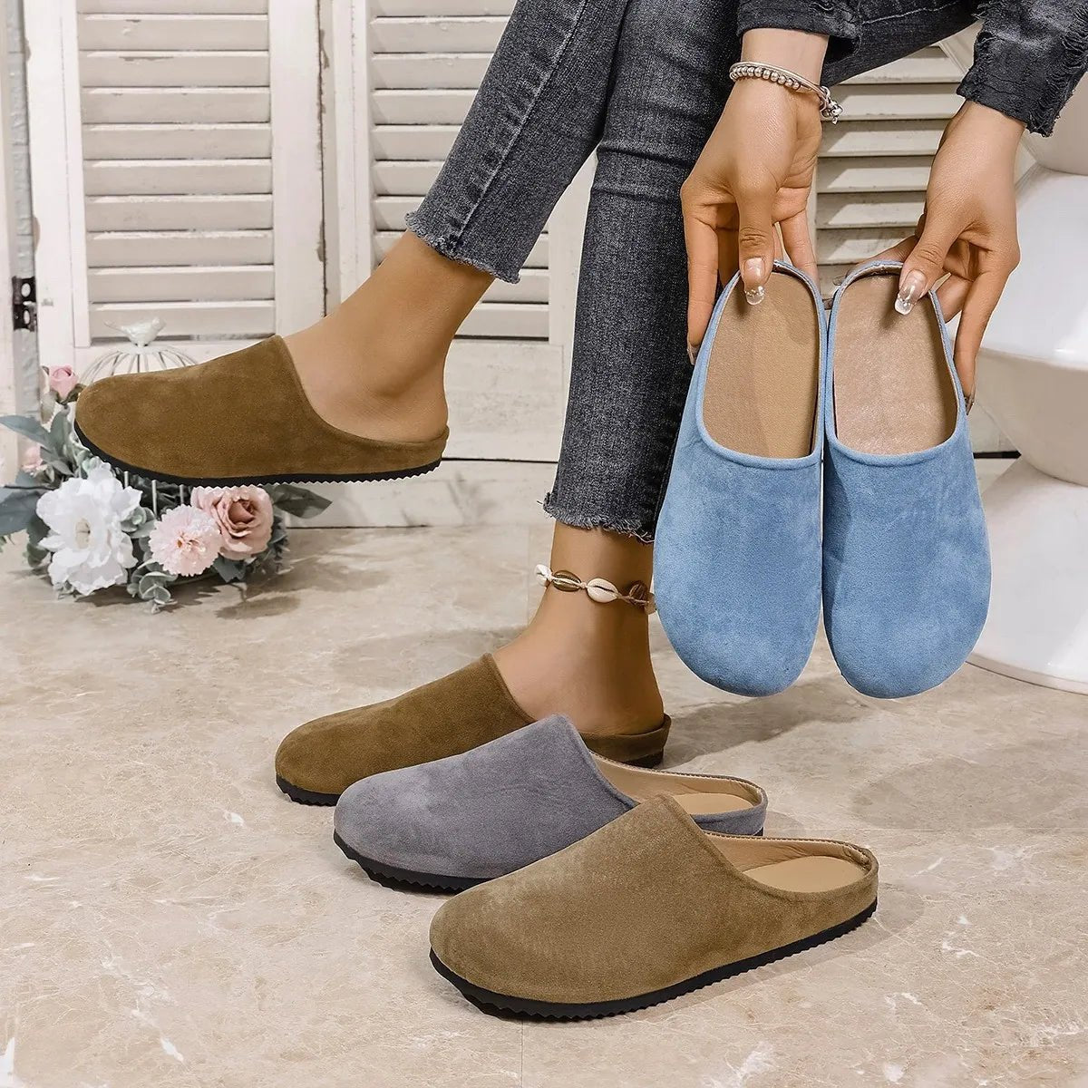 Round Toe Suede Slip - Ons - Style Chic Couture
