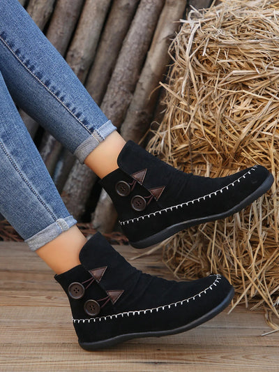 Western Ankle Boots - Round Toe Style
