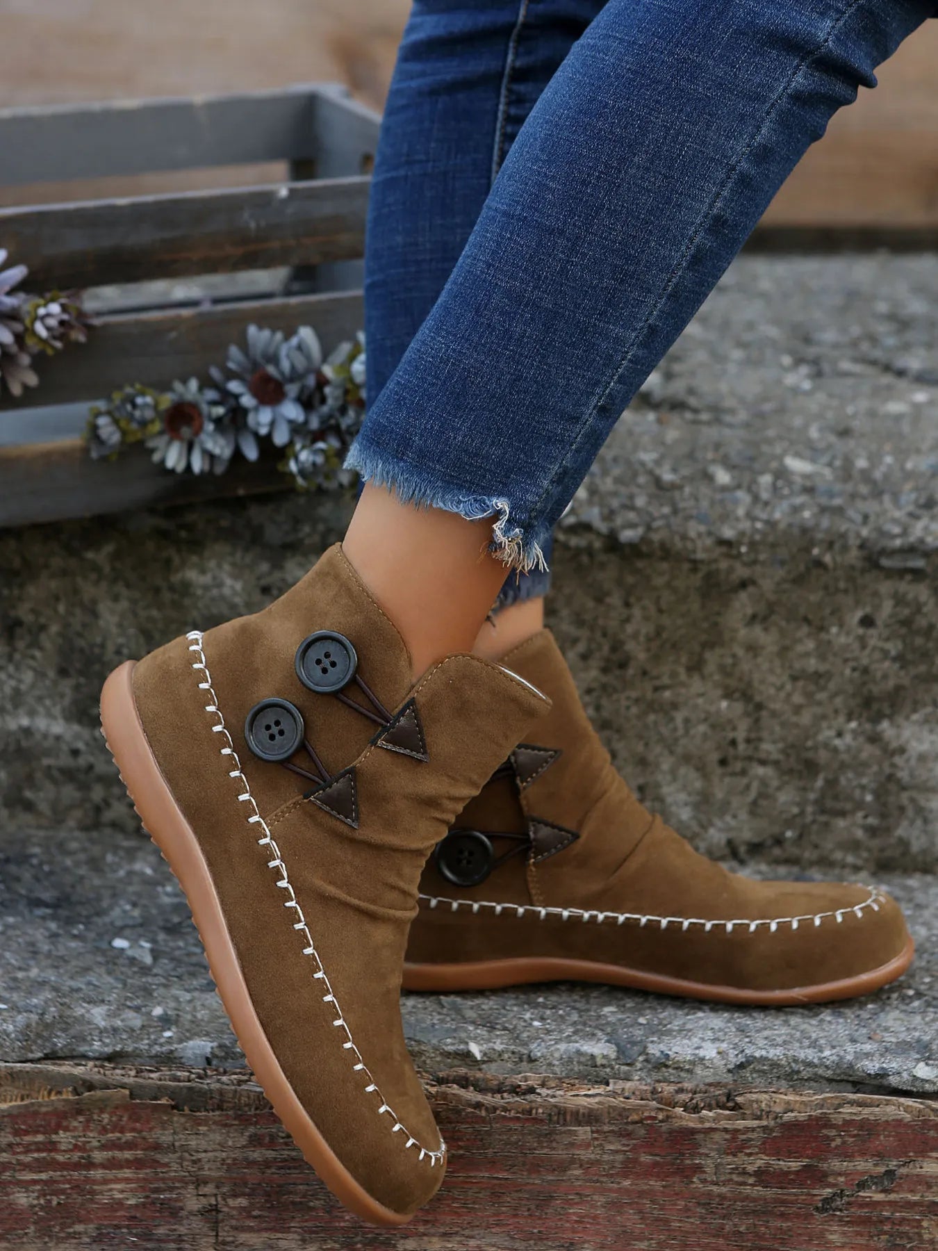 Western Ankle Boots - Round Toe Style