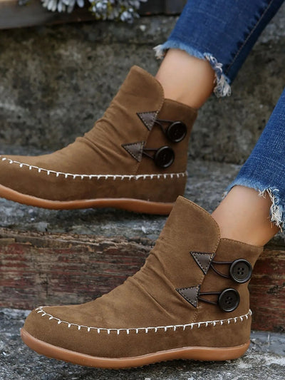 Western Ankle Boots - Round Toe Style