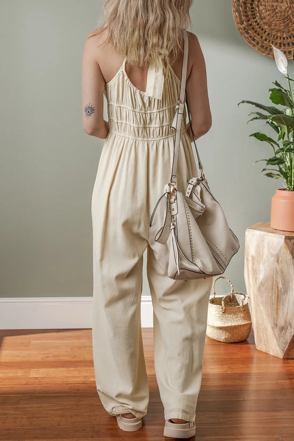 Ruched Sleeveless Wide Leg Jumpsuit - Style Chic Couture