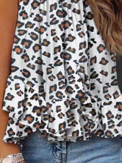 Ruffled Printed Halter Neck Cami Top - Style Chic Couture