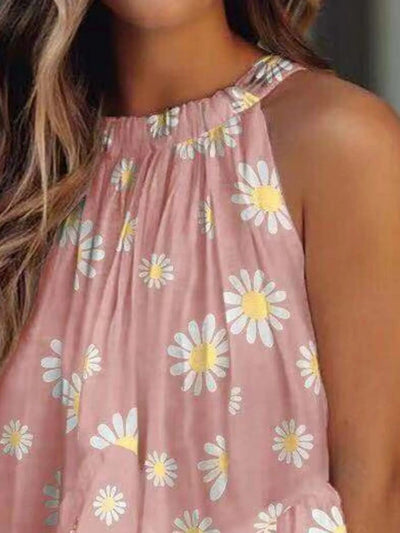 Ruffled Printed Halter Neck Cami Top - Style Chic Couture
