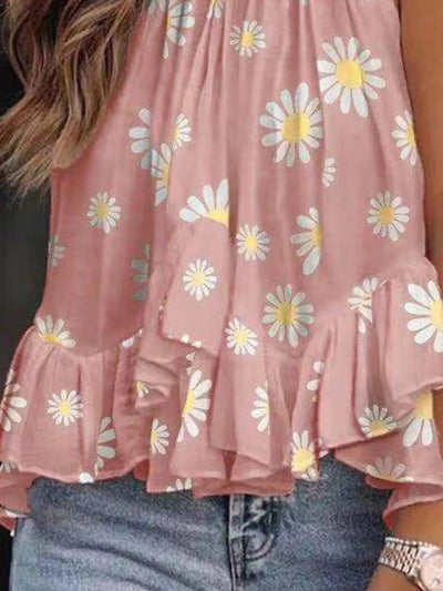 Ruffled Printed Halter Neck Cami Top - Style Chic Couture