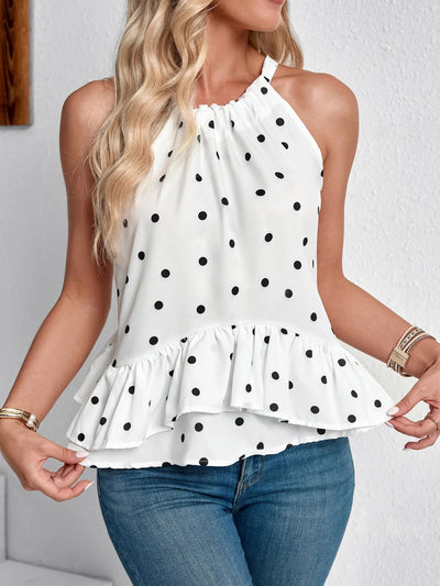 Ruffled Printed Halter Neck Cami Top - Style Chic Couture