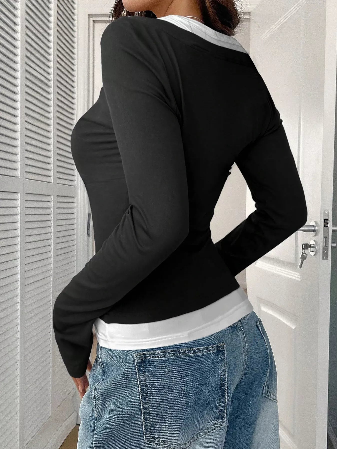 Scoop Neck Long Sleeve T-Shirt - Style Chic Couture