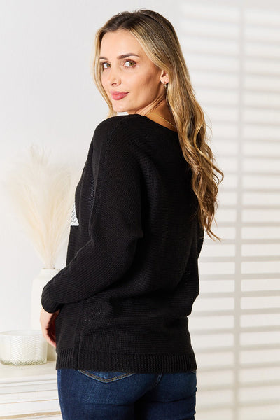 Sequin Graphic Dolman Sleeve Knit Top - Style Chic Couture