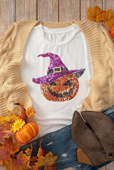 Sparkly Pumpkin Tee with Short Sleeves