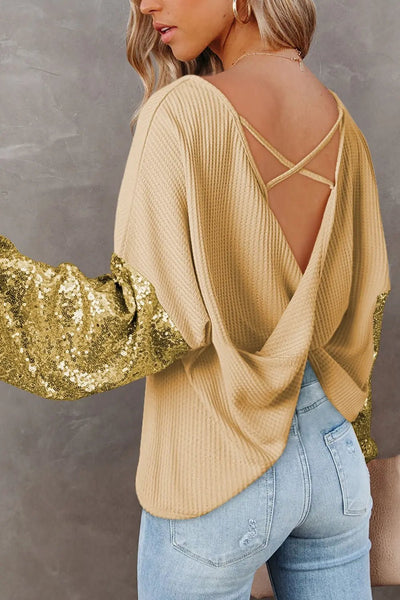 Sequin Waffle - Knit Blouse - Style Chic Couture