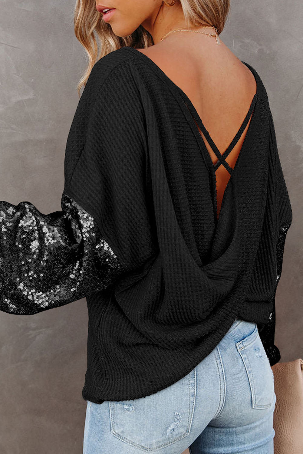 Sequin Waffle - Knit Blouse - Style Chic Couture