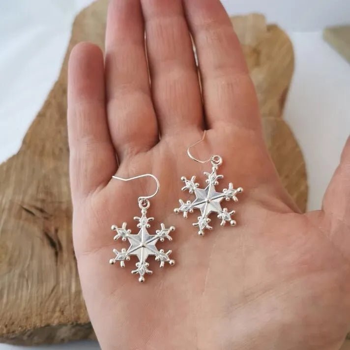 Silver - Plated Snowflakes Earrings - Style Chic Couture