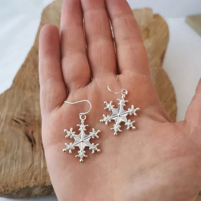 Silver - Plated Snowflakes Earrings - Style Chic Couture